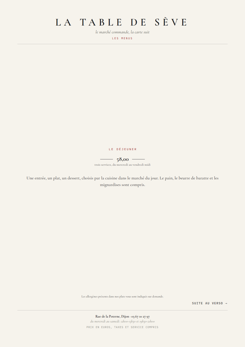 Carte de restaurant gastronomique à imprimer, habillage « Kappo »
