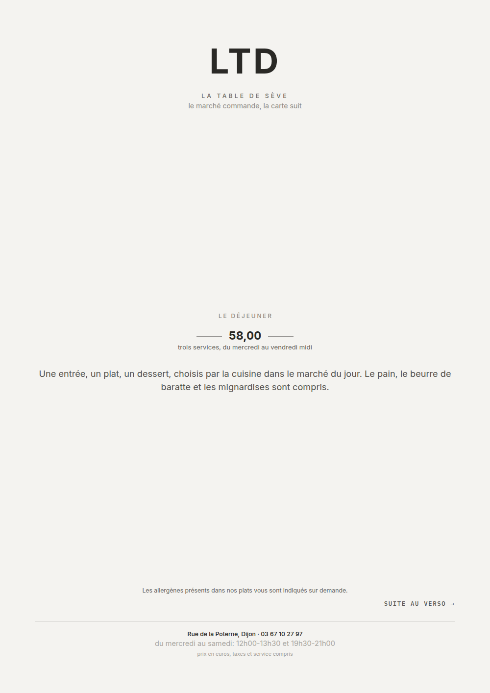 Carte de restaurant gastronomique à imprimer, habillage « Monogramme »